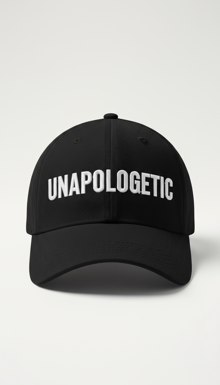 Black Cotton Snapback with Unapologetic Typography