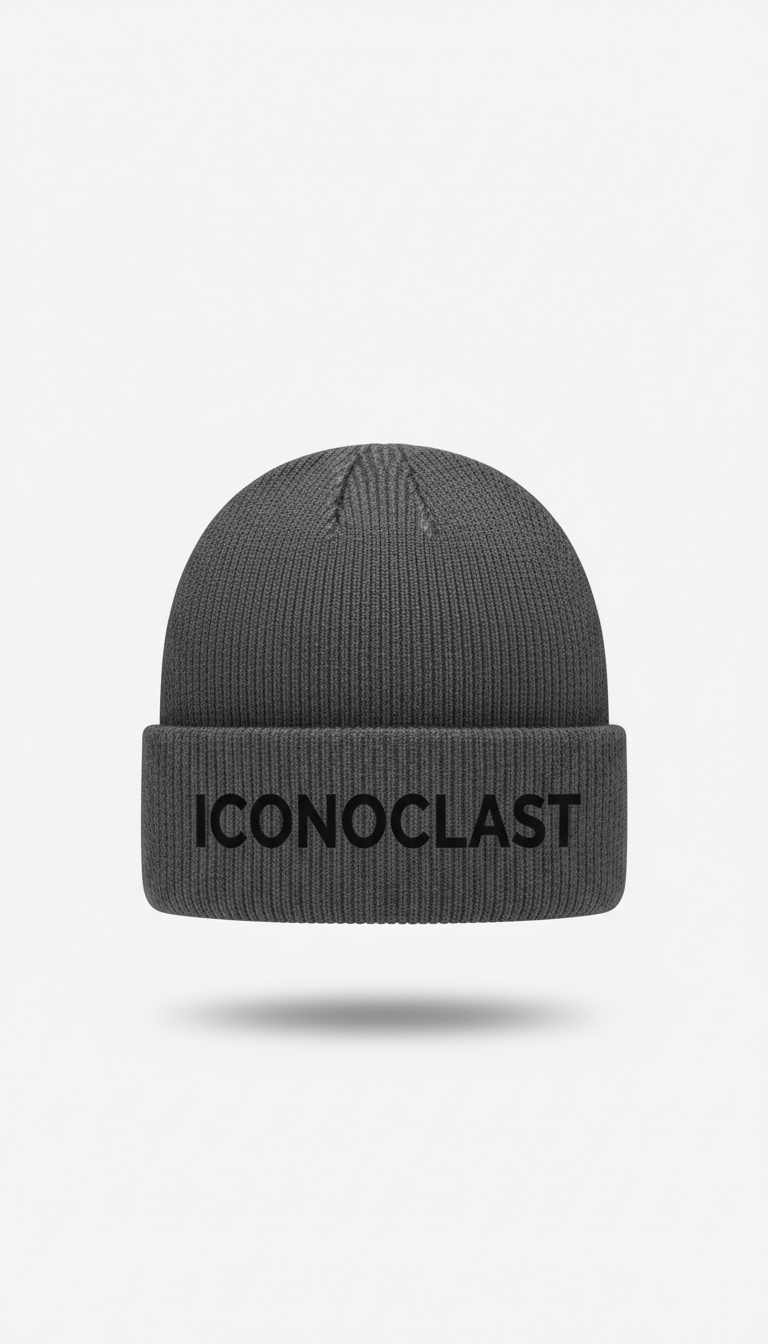 Steel Grey Beanie with Iconoclast Matte Text