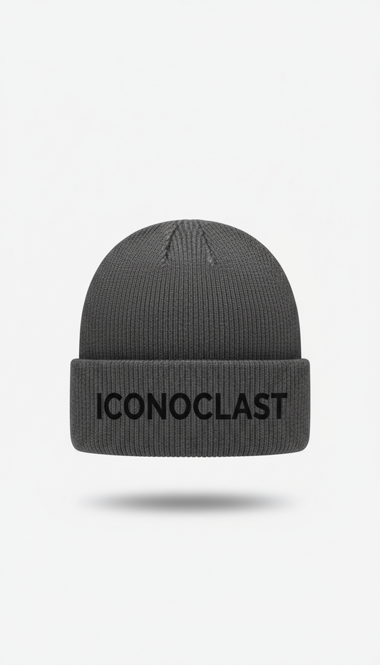 Steel Grey Beanie with Iconoclast Matte Text